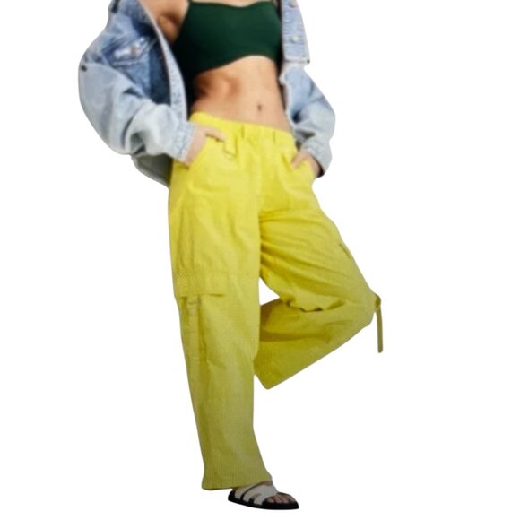 Wild Fable Yellow Mid Rise 100% Cotton Wide Leg Cargo Pants Size: XXS - Picture 1 of 5
